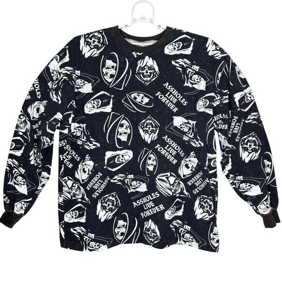 Assholes*s Live Forever Long Sleeve Tee XXL Grim Reaper Graphic Mens Black Shirt - Picture 1 of 6
